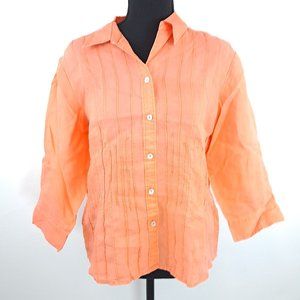 Appraisal Pleated Textured 3/4 Sleeve Blouse Top